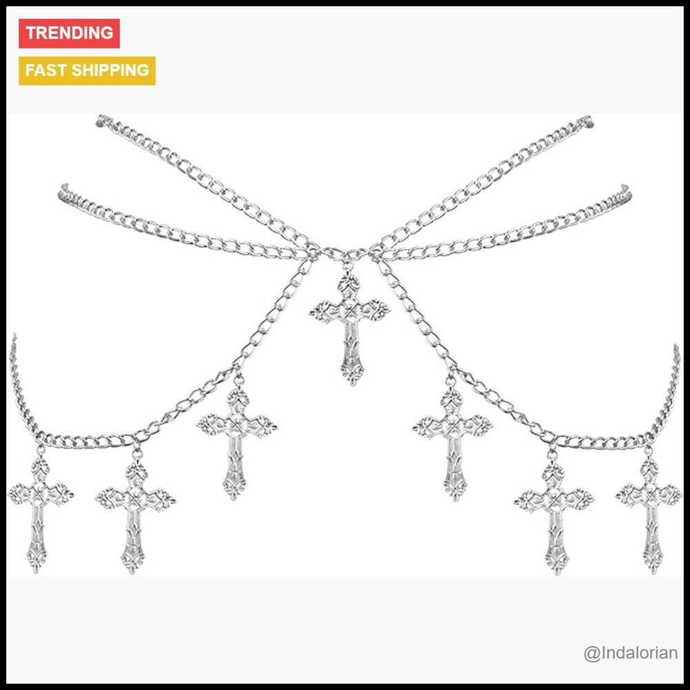 Gothic Cross Waist Chain Belt - Zinc Alloy - Punk Grunge Accessory